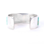 Signed Tommy Jackson Navajo Sterling Silver Turquoise Inlay Cuff Bracelet