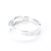Taxco 925 Sterling Silver Hinged Modernist Turquoise Cuff Bracelet