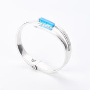 Taxco 925 Sterling Silver Hinged Modernist Turquoise Cuff Bracelet