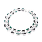 Taxco 950 Silver Malachite and Onyx Link Collar Necklace