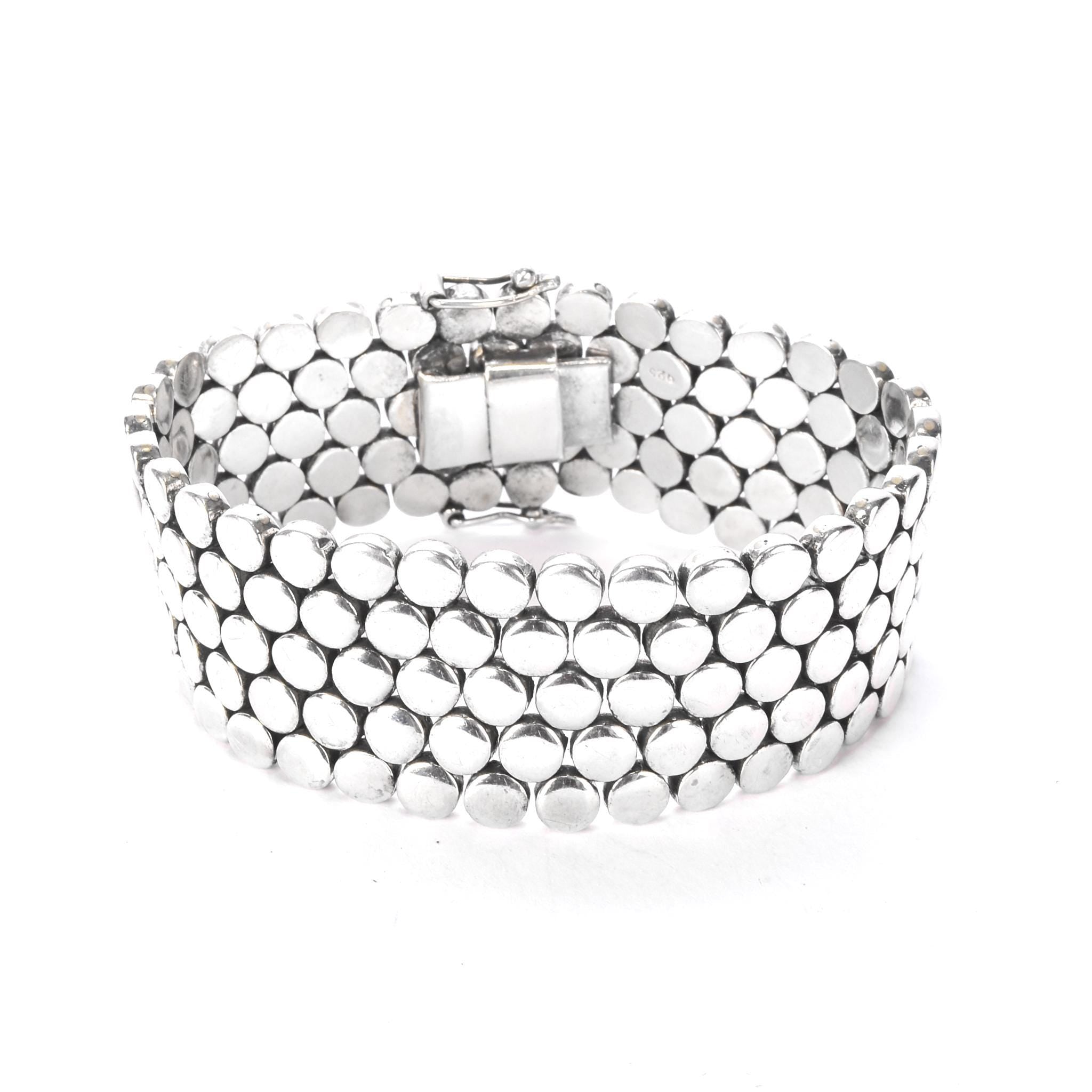 Sterling Silver Heavy-Weight Disk Link Bracelet