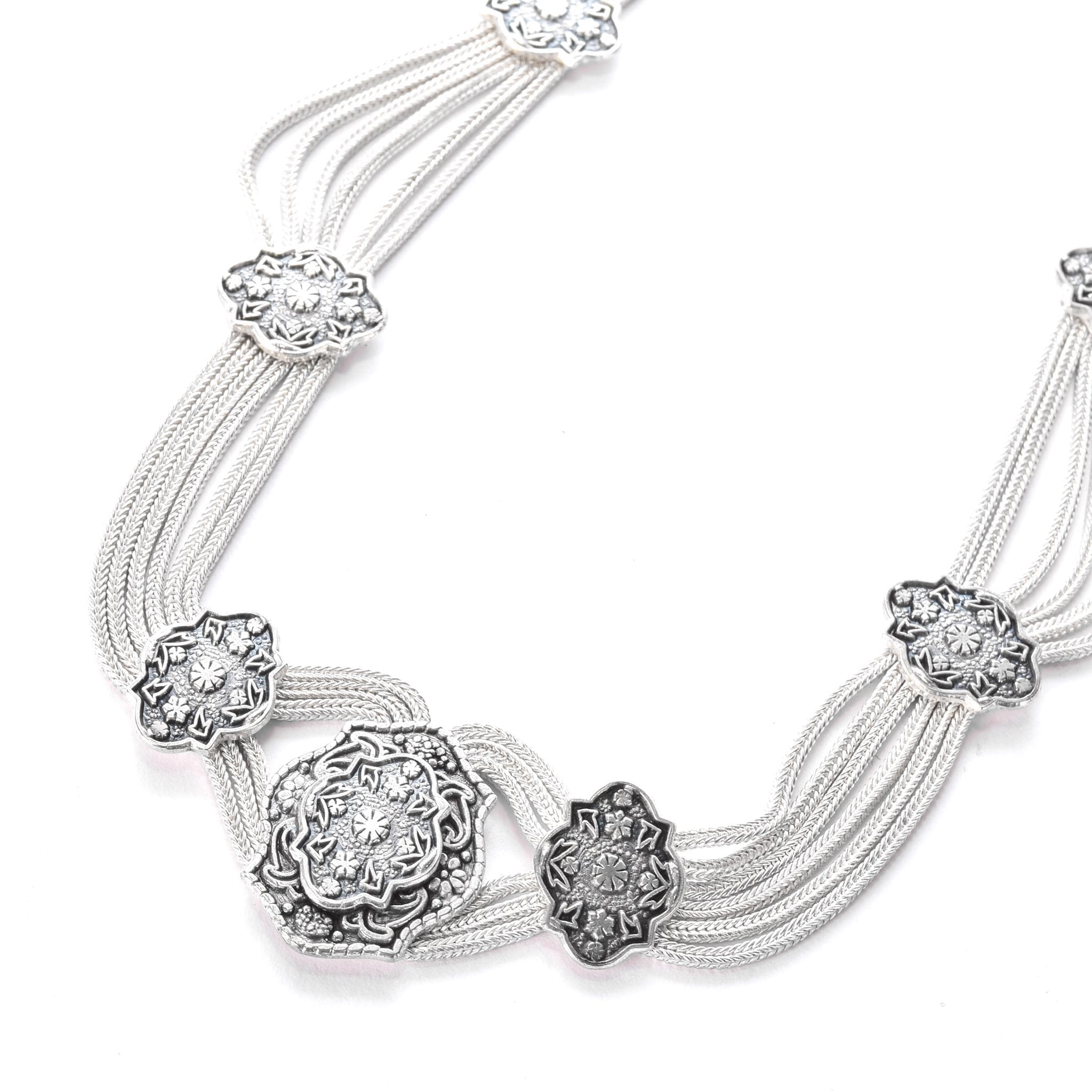 Sterling Silver Turkish Osmanli Niello-Style Choker Necklace