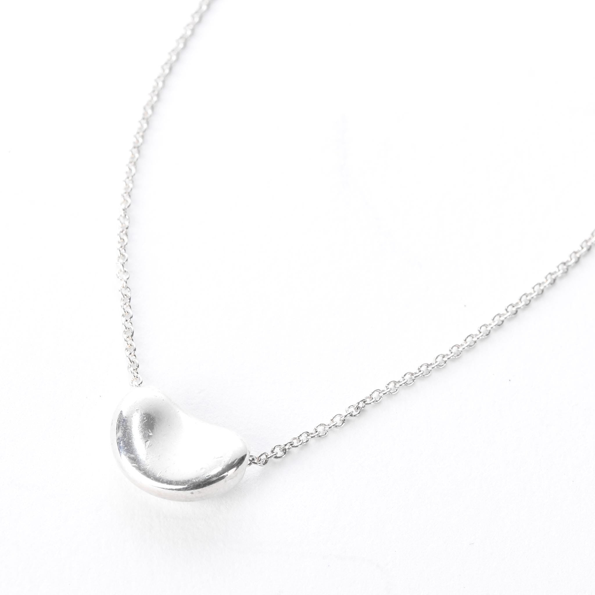 Sterling Silver Tiffany & Co. Elsa Peretti Bean Necklace