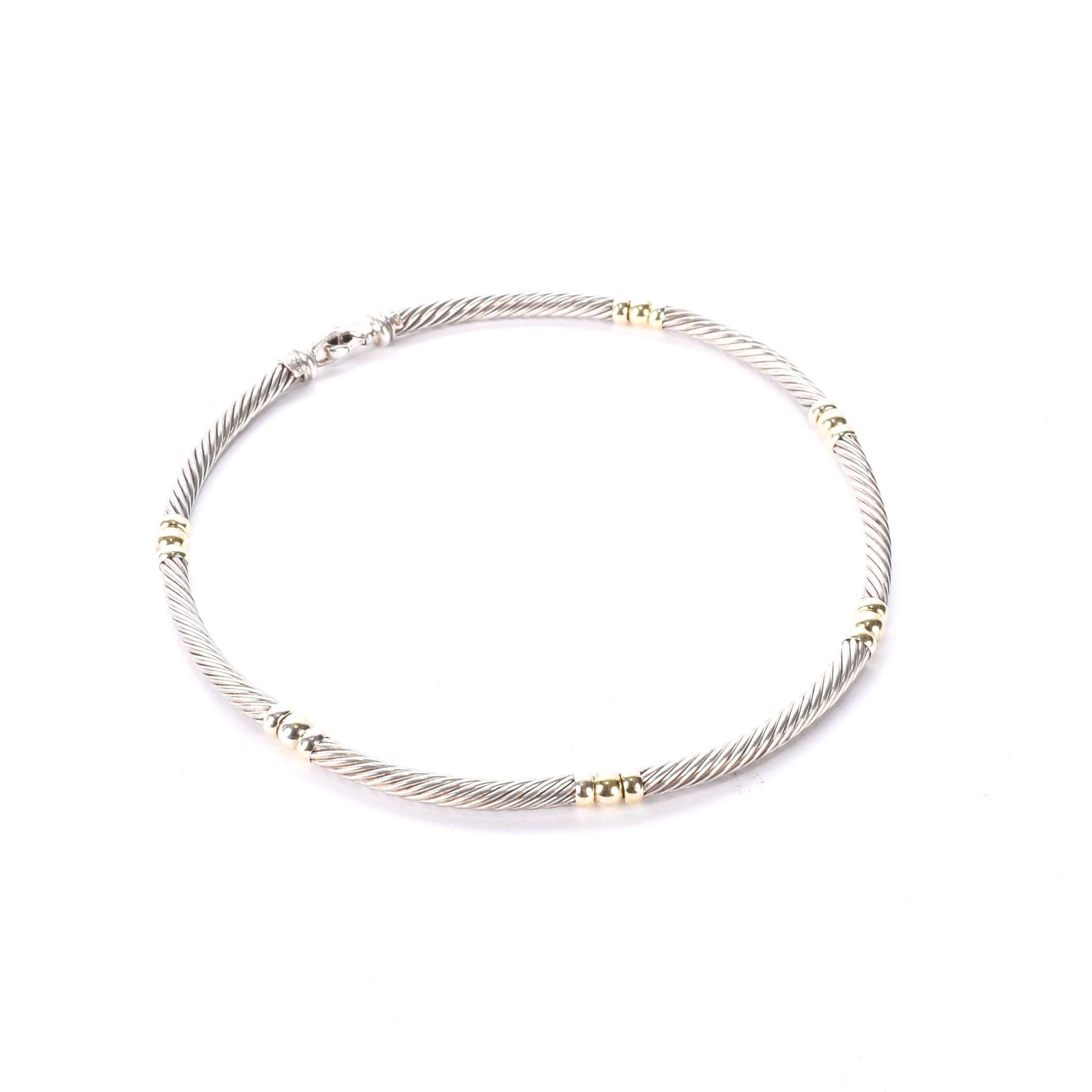 David Yurman Sterling Silver & 14K Gold Metro Collar Necklace