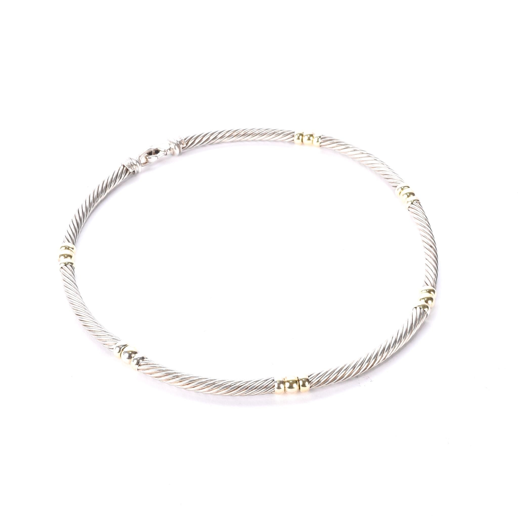 David Yurman Sterling Silver & 14K Gold Metro Collar Necklace