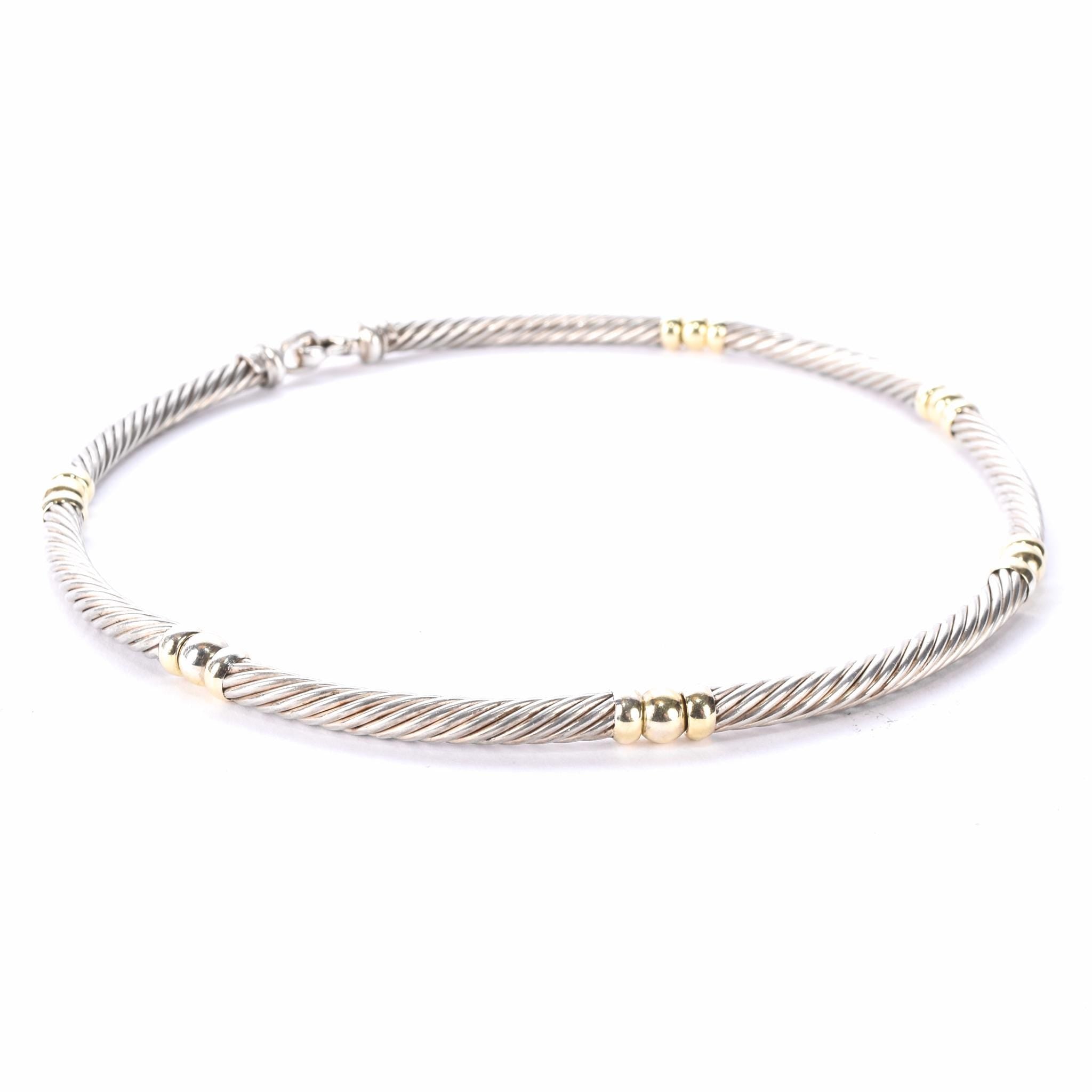 David Yurman Sterling Silver & 14K Gold Metro Collar Necklace