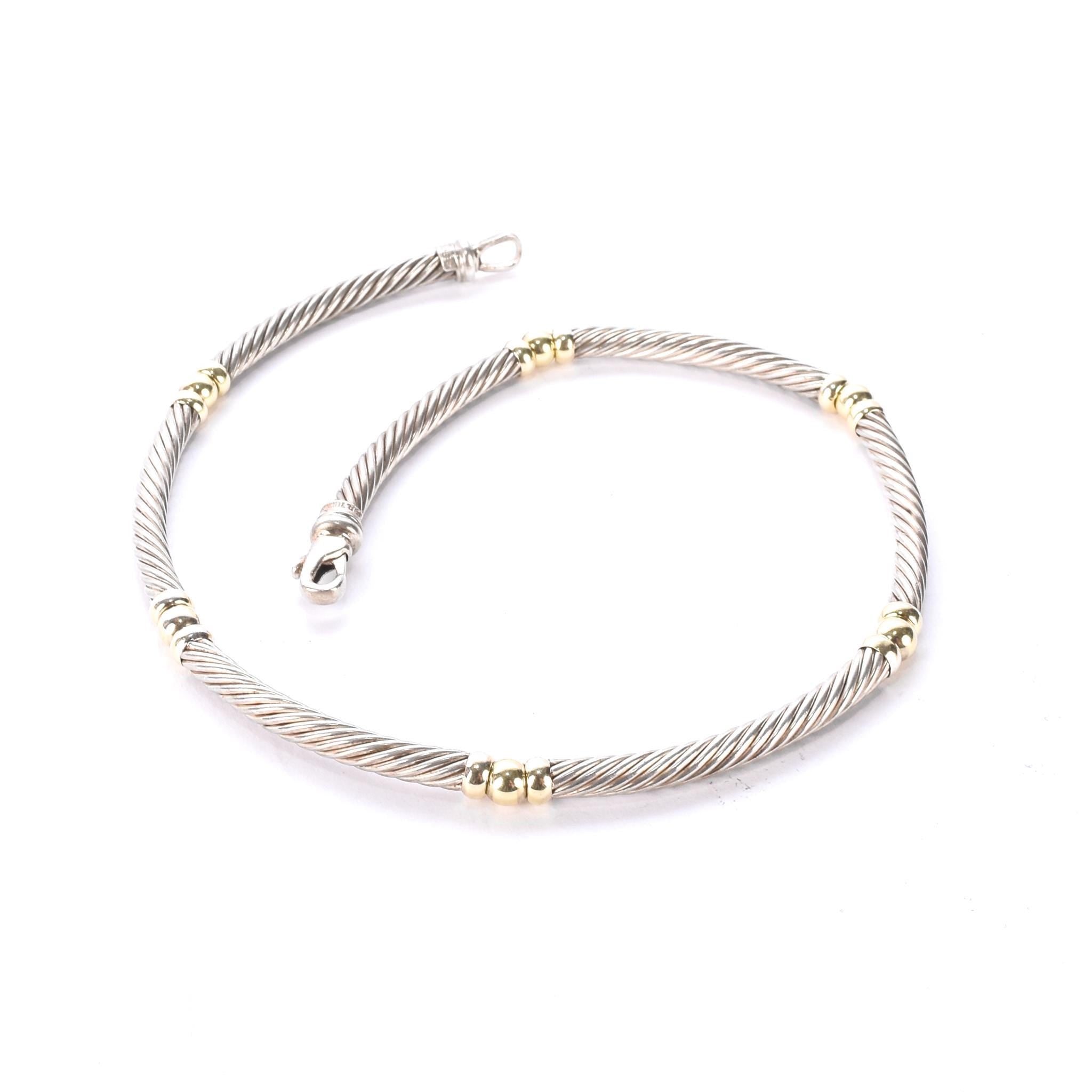 David Yurman Sterling Silver & 14K Gold Metro Collar Necklace