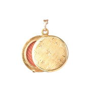 Vintage 14K Gold Star Etched Slide Locket