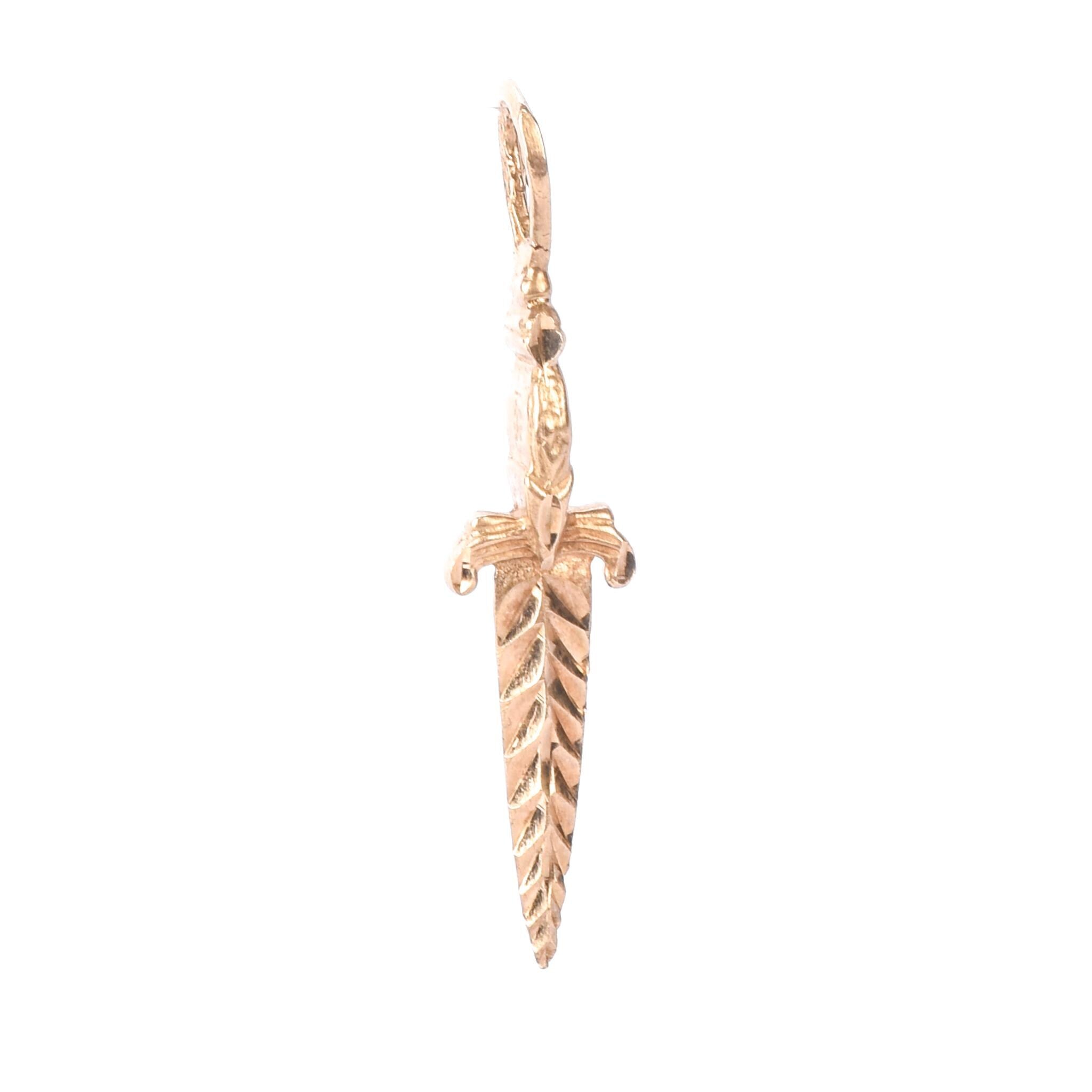 14K Gold Dagger/Knife Pendant