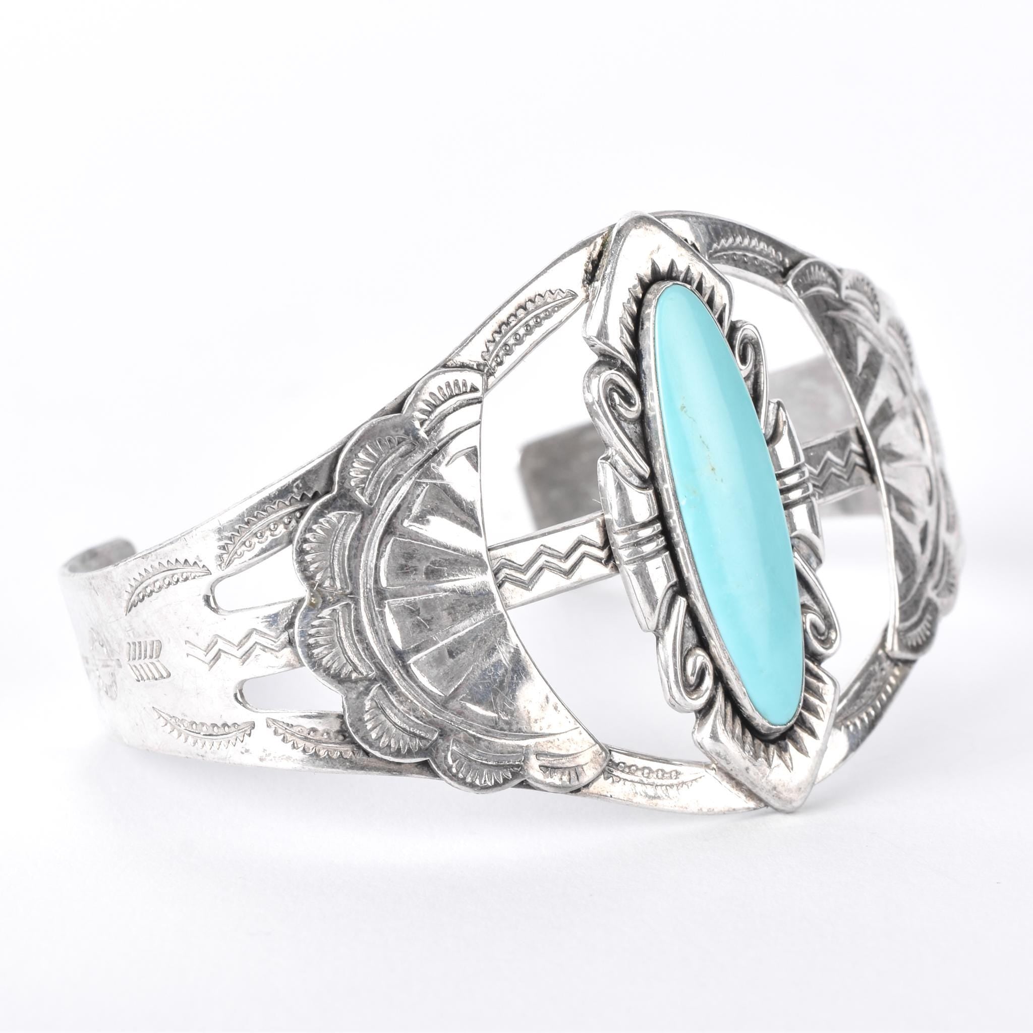 Bell Trading Najavo Sterling Silver and Turquoise Cuff Bracelet