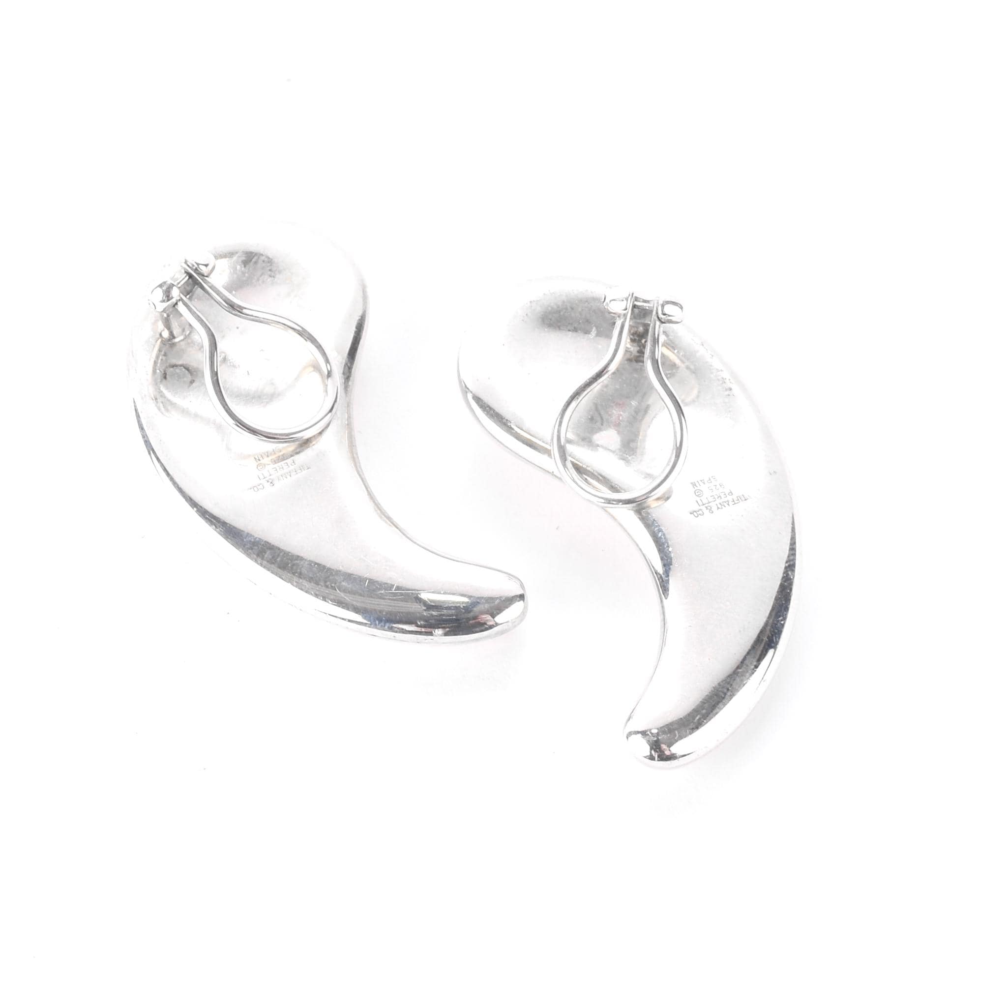 Vintage Tiffany & Co. Elsa Peretti Sterling Silver Large Comma Clip-On Earrings
