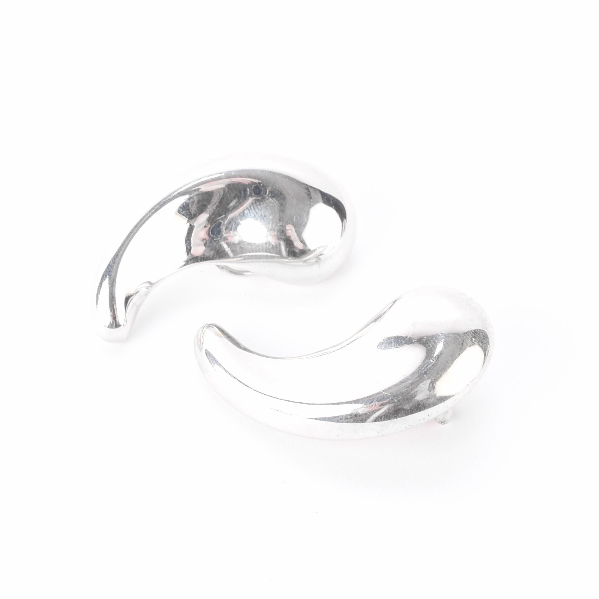 Vintage Tiffany & Co. Elsa Peretti Sterling Silver Large Comma Clip-On Earrings