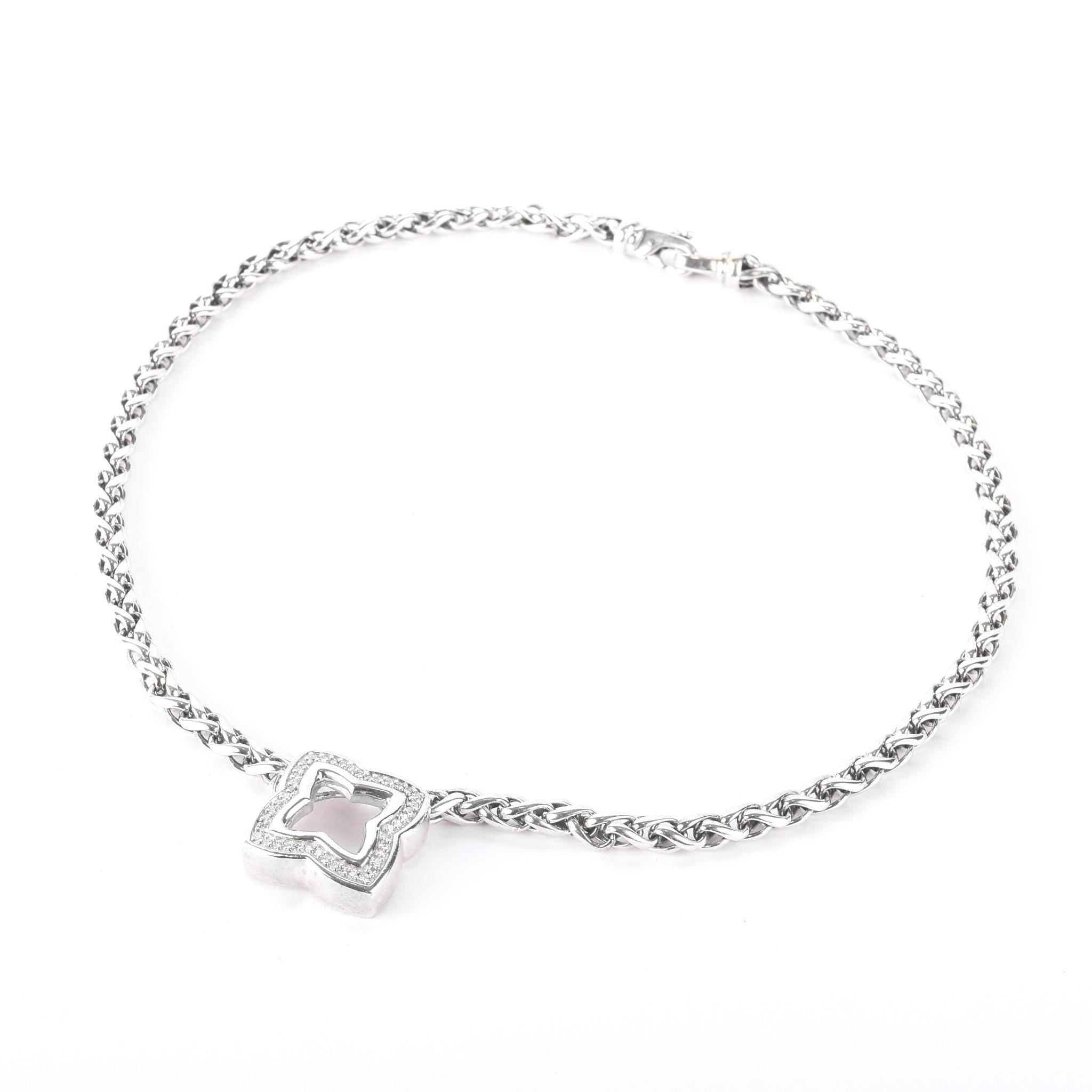 Vintage David Yurman Sterling Silver and Diamond Quatrefoil Pendant Necklace