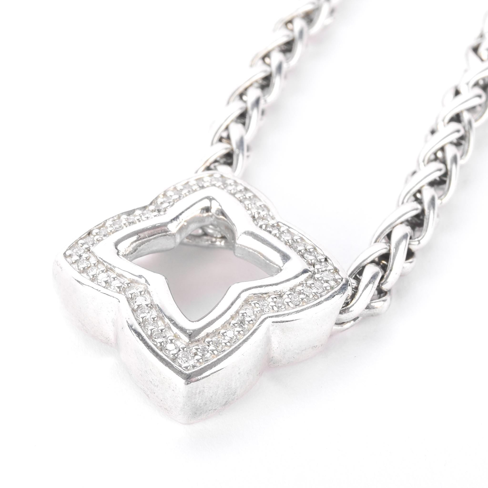 Vintage David Yurman Sterling Silver and Diamond Quatrefoil Pendant Necklace