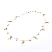 18K Gold Topaz and Diamond Beaded Trinket Necklace