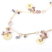 18K Gold Topaz and Diamond Beaded Trinket Necklace