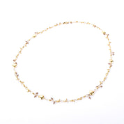 18K Gold Beaded Link Necklace with Topaz Beads