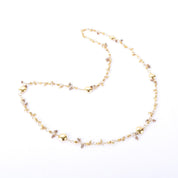 18K Gold Beaded Link Necklace with Topaz Beads