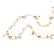 18K Gold Beaded Link Necklace with Topaz Beads