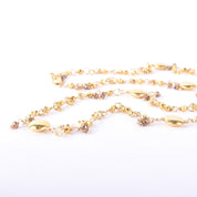 18K Gold Beaded Link Necklace with Topaz Beads