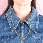 18K Gold Beaded Link Necklace with Topaz Beads