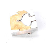 1980's Hand-Signed Sterling Silver and Brass Shirt Pendant/Brooches