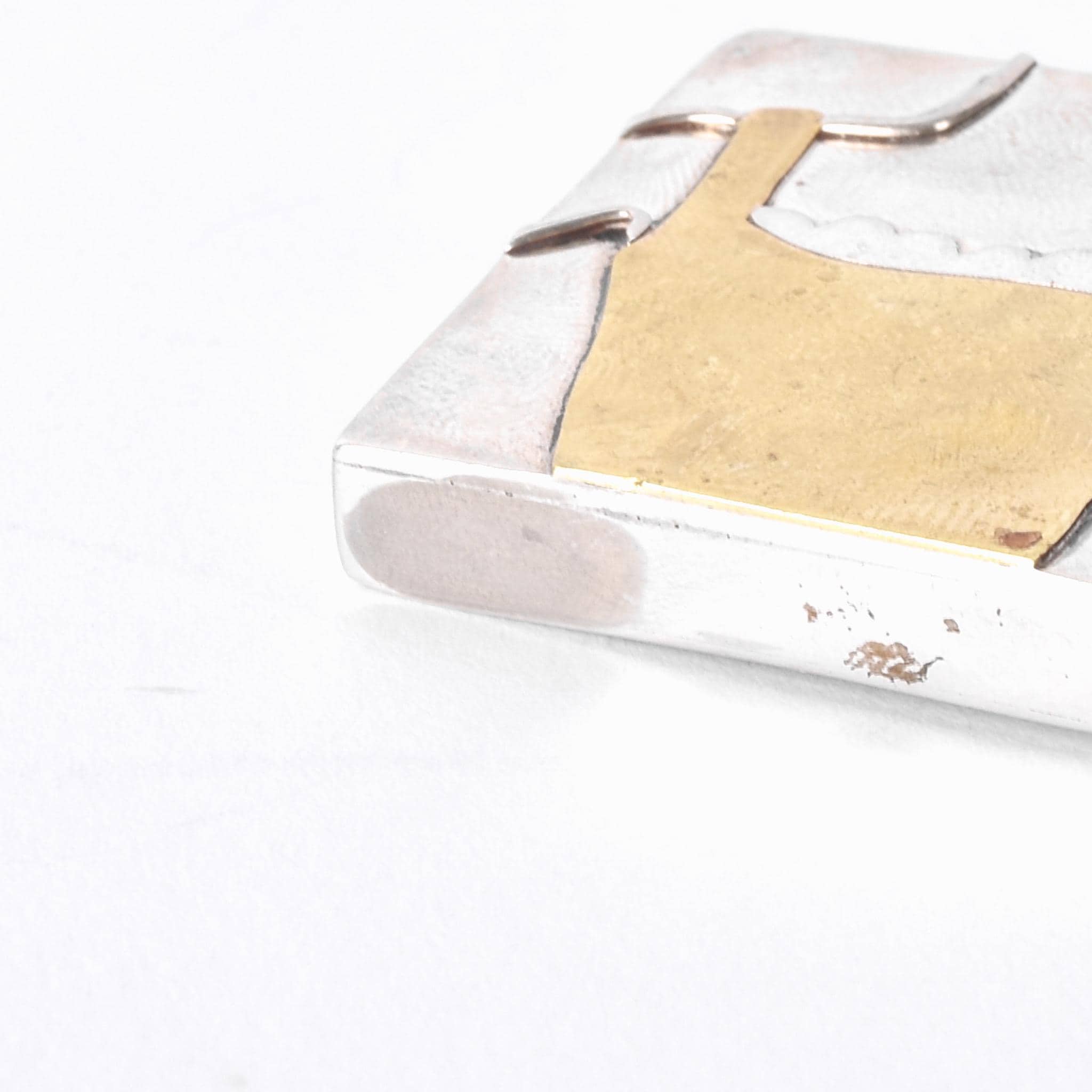 1980's Hand-Signed Sterling Silver and Brass Shirt Pendant/Brooches