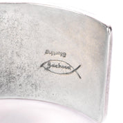 Signed Tommy Jackson Navajo Sterling Silver Turquoise Inlay Cuff Bracelet