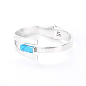 Taxco 925 Sterling Silver Hinged Modernist Turquoise Cuff Bracelet