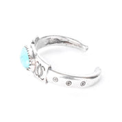 800-900 Coin Silver Heavyweight Stamped Turquoise Cuff Bracelet