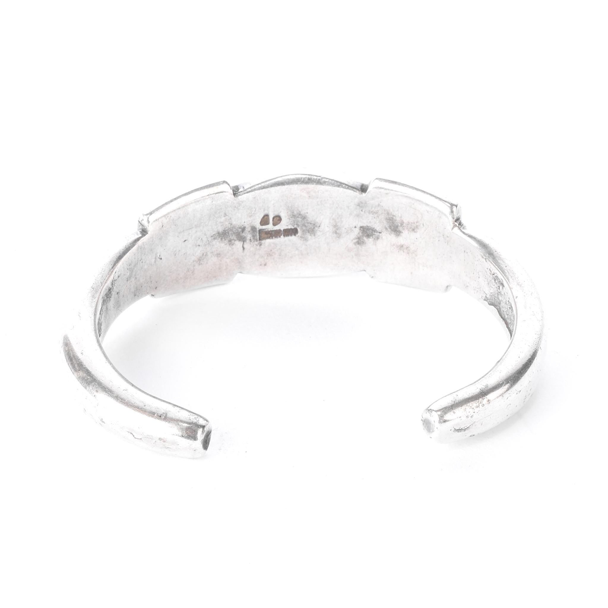 800-900 Coin Silver Heavyweight Stamped Turquoise Cuff Bracelet