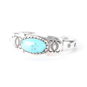 800-900 Coin Silver Heavyweight Stamped Turquoise Cuff Bracelet