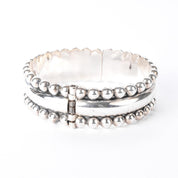925 Sterling Silver Taxco Sculpted Clamper Bracelet