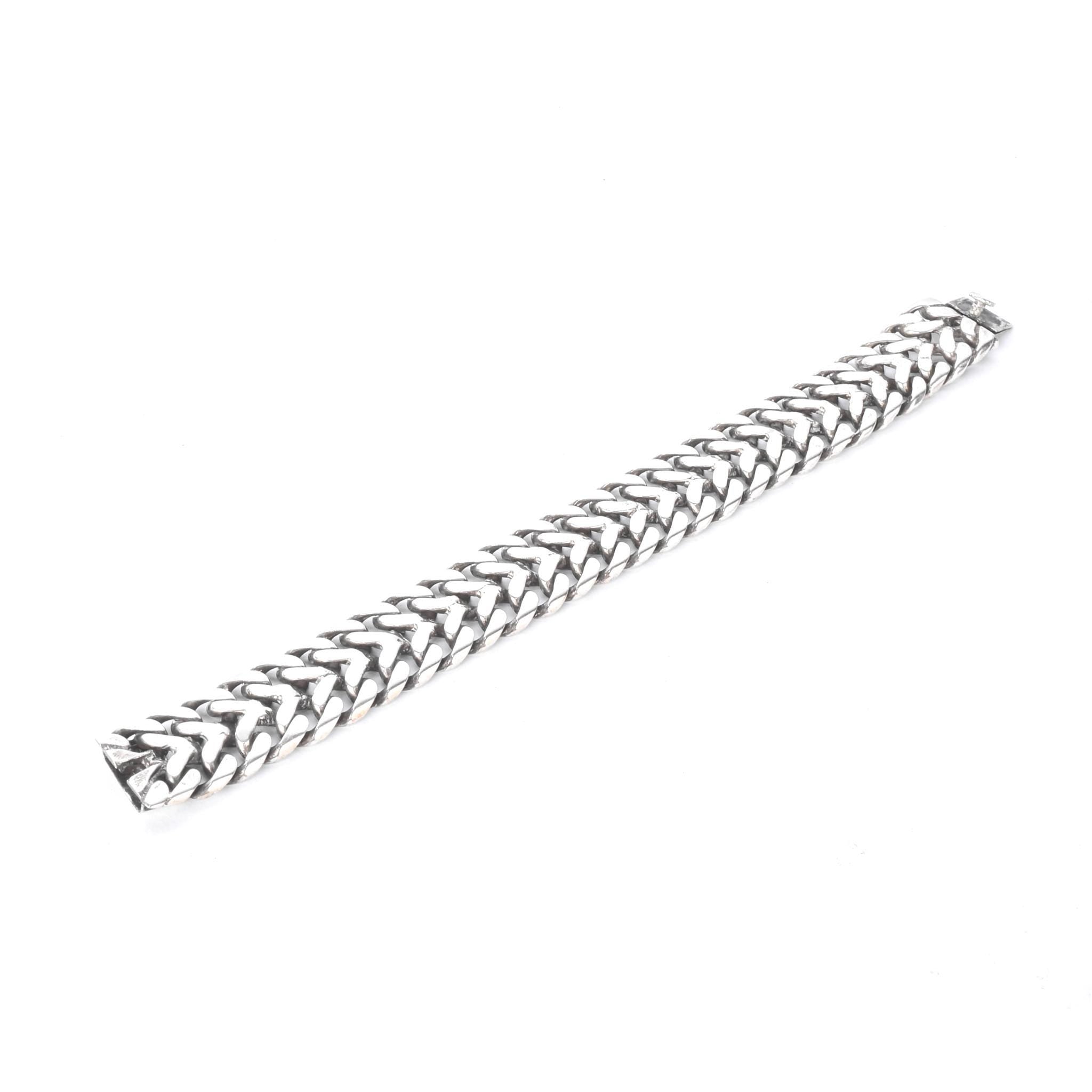 Mexican 925 Sterling Silver Double Curb Link Men's Bracelet