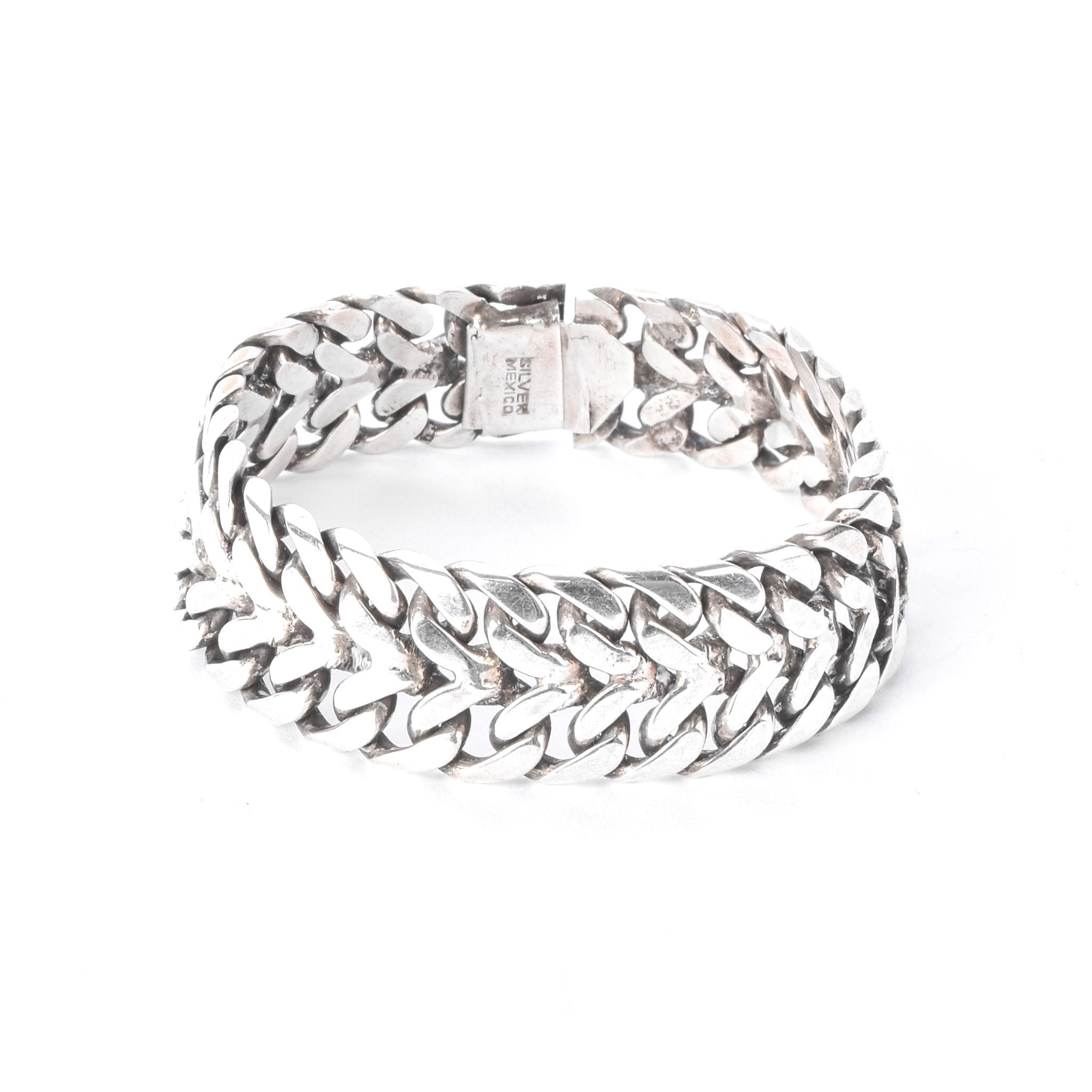 Mexican 925 Sterling Silver Double Curb Link Men's Bracelet