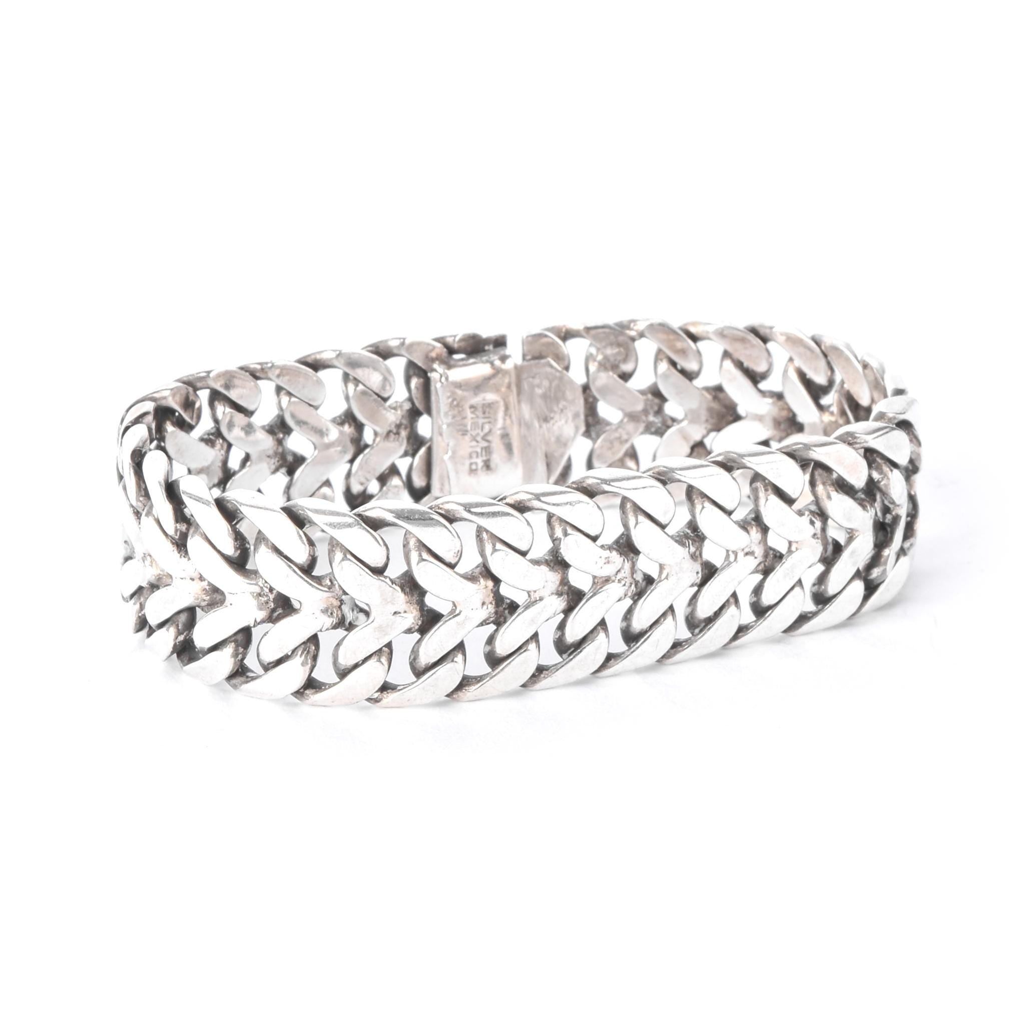 Mexican 925 Sterling Silver Double Curb Link Men's Bracelet