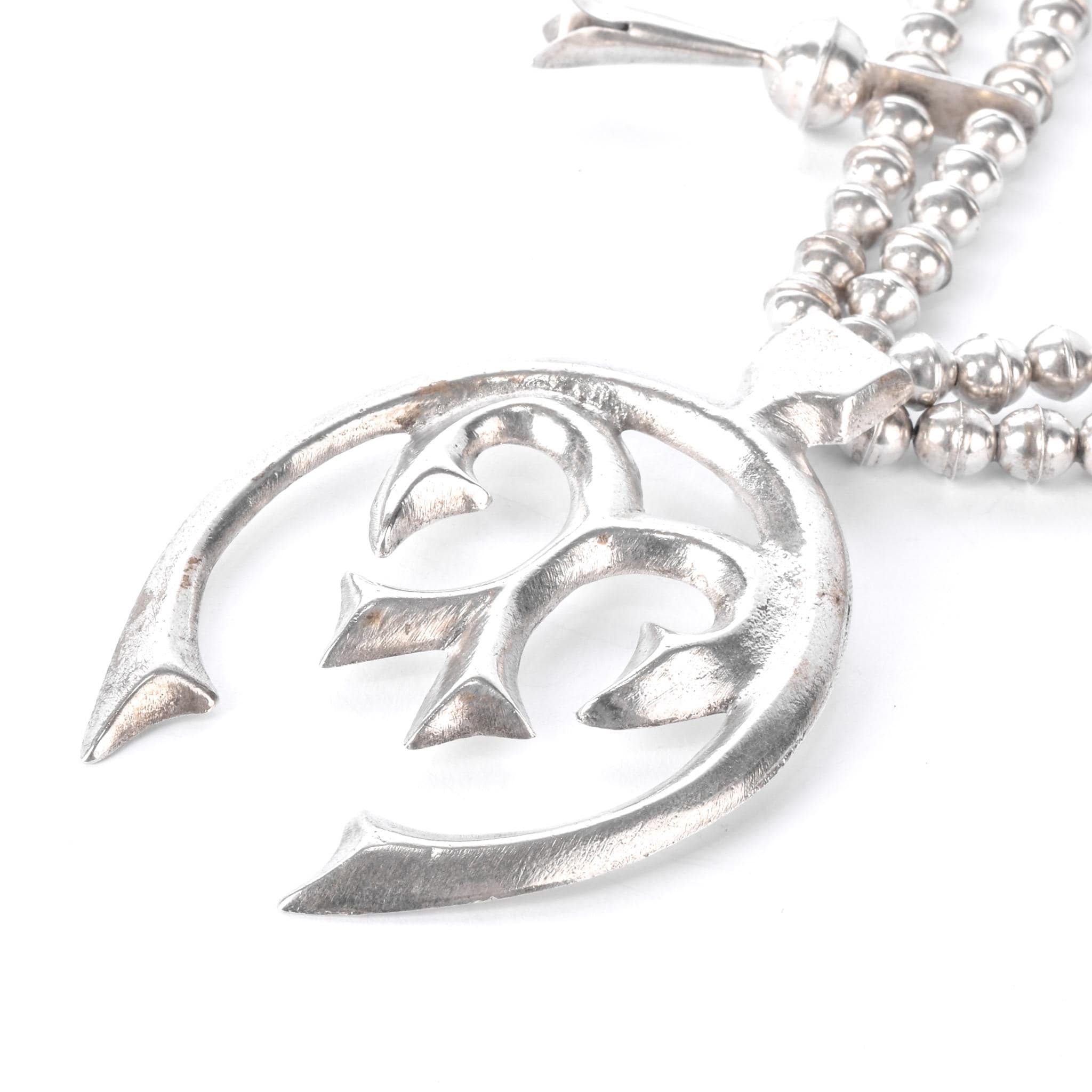 925 Sterling Silver American Navajo Squash Blossom Necklace