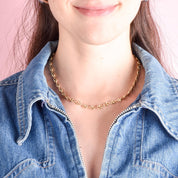 14K Gold Puffed Mariner Link Chain Necklace