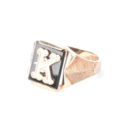 Art Deco 10K Gold & Onyx "K" Signet Ring