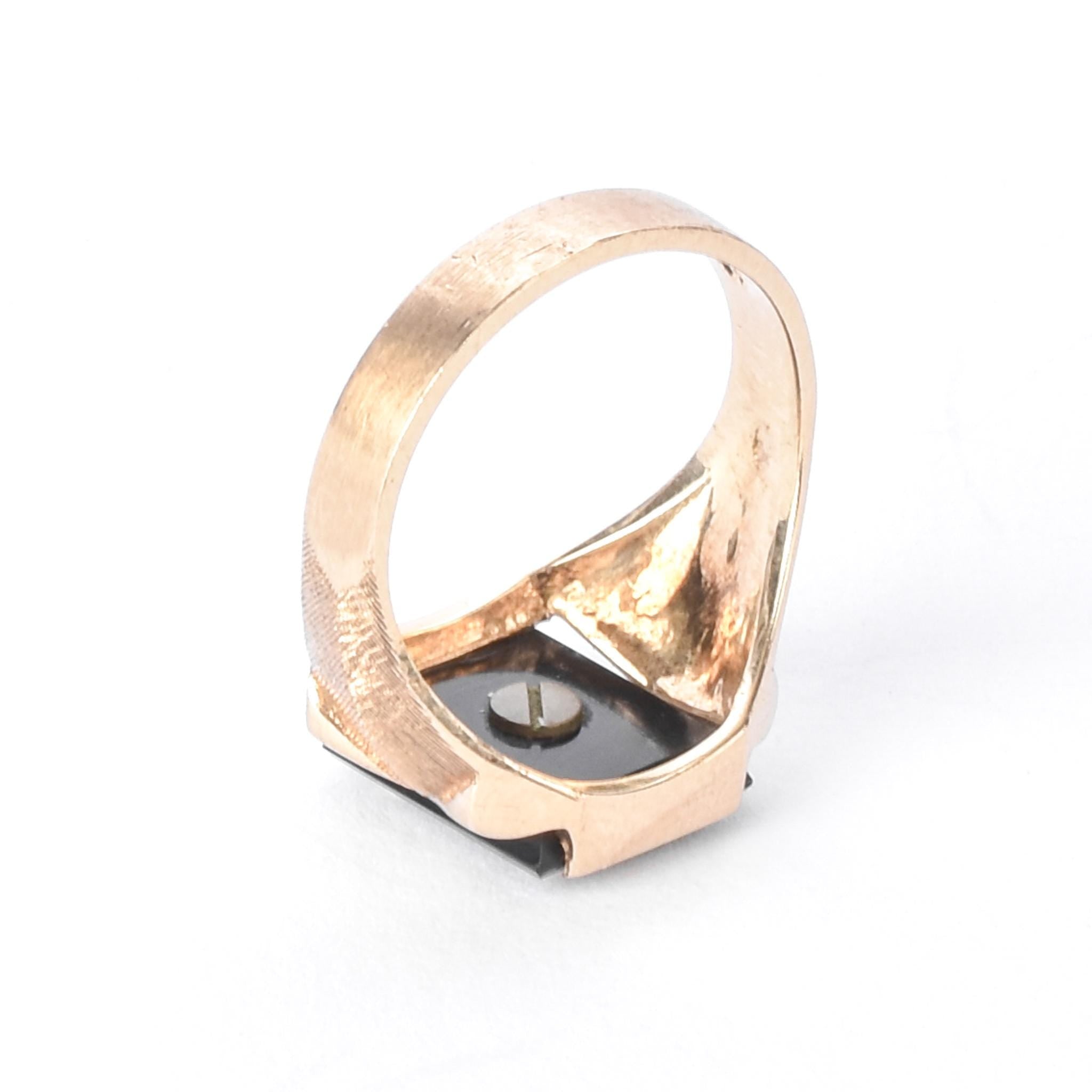 Art Deco 10K Gold & Onyx "K" Signet Ring