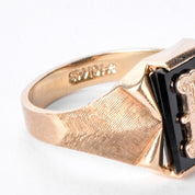Art Deco 10K Gold & Onyx "K" Signet Ring