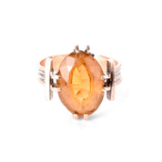 14K Rose Gold Victorian Style Citrine Solitaire Ring