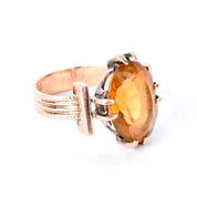 14K Rose Gold Victorian Style Citrine Solitaire Ring