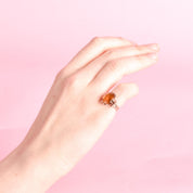 14K Rose Gold Victorian Style Citrine Solitaire Ring