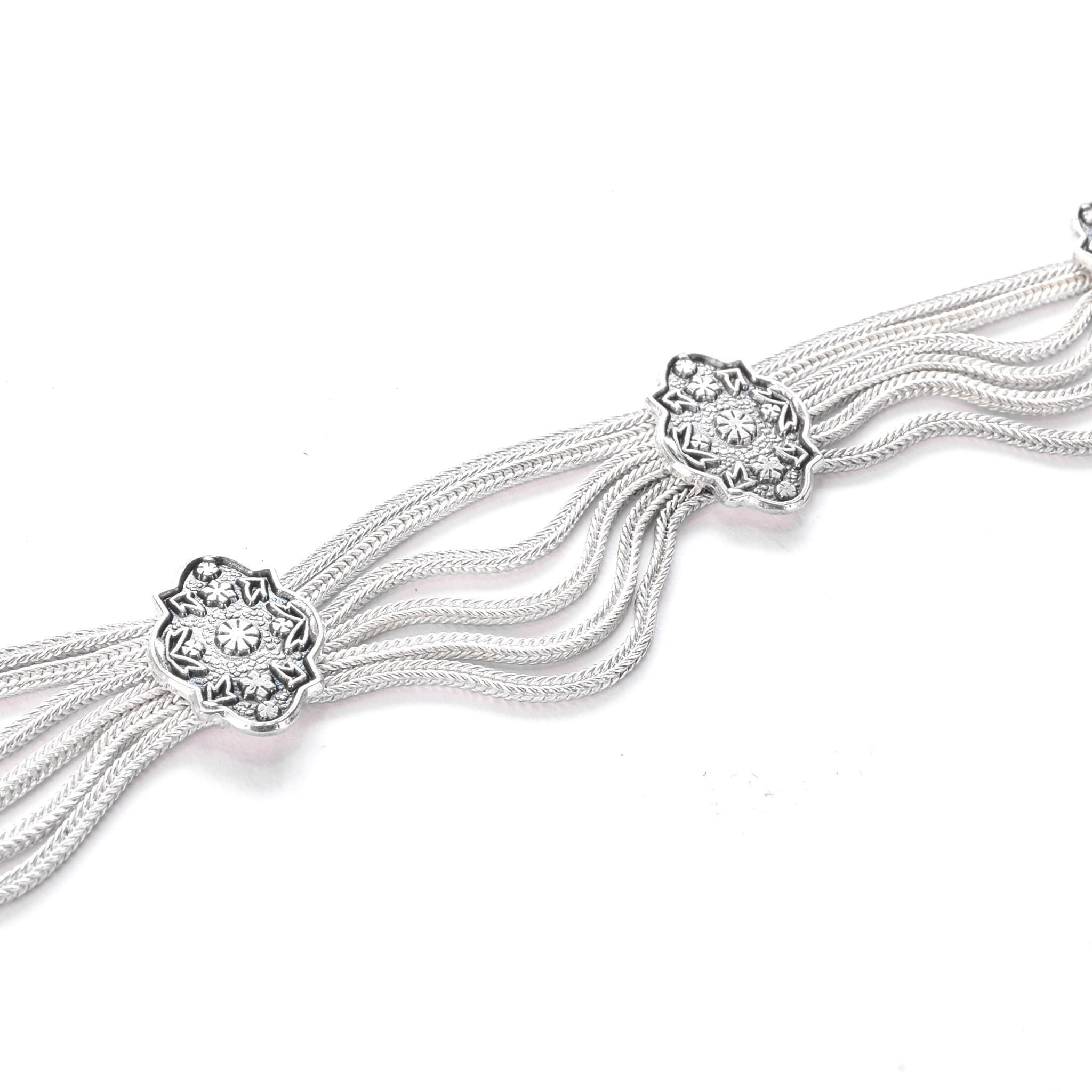 Sterling Silver Turkish Osmanli Niello-Style Choker Necklace