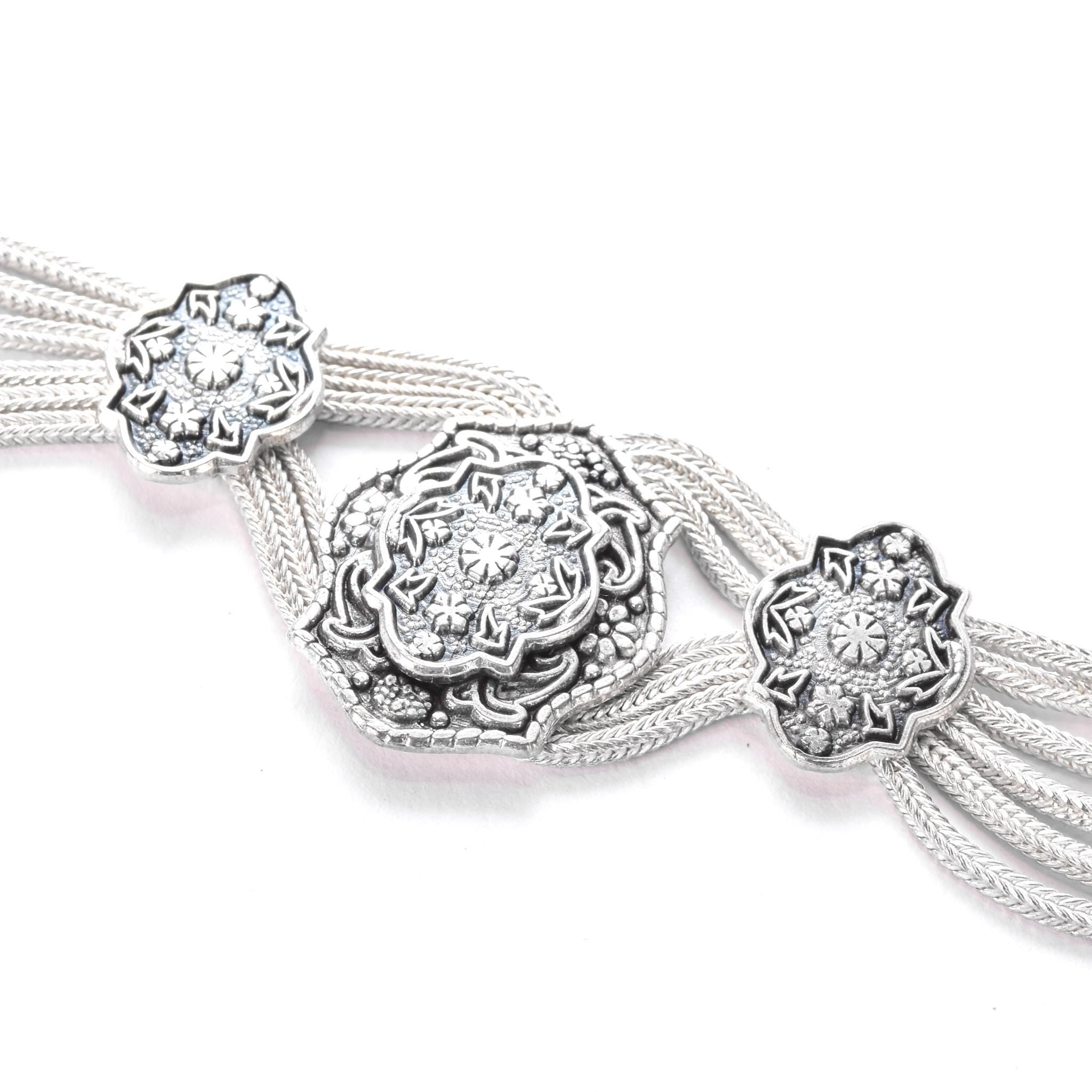 Sterling Silver Turkish Osmanli Niello-Style Choker Necklace