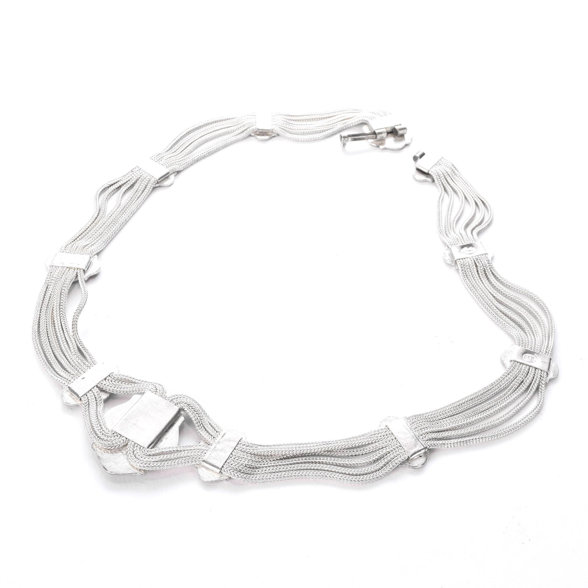 Sterling Silver Turkish Osmanli Niello-Style Choker Necklace