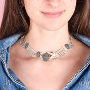 Sterling Silver Turkish Osmanli Niello-Style Choker Necklace