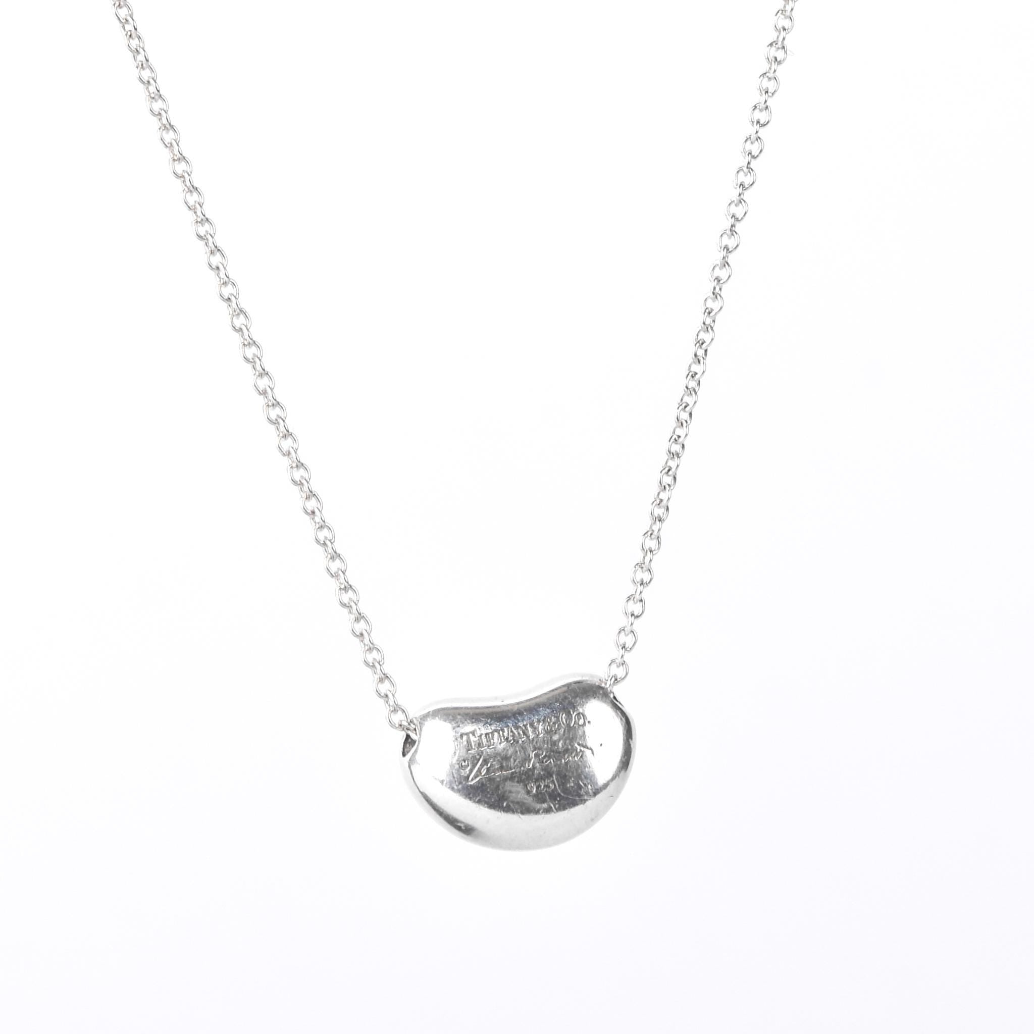 Sterling Silver Tiffany & Co. Elsa Peretti Bean Necklace