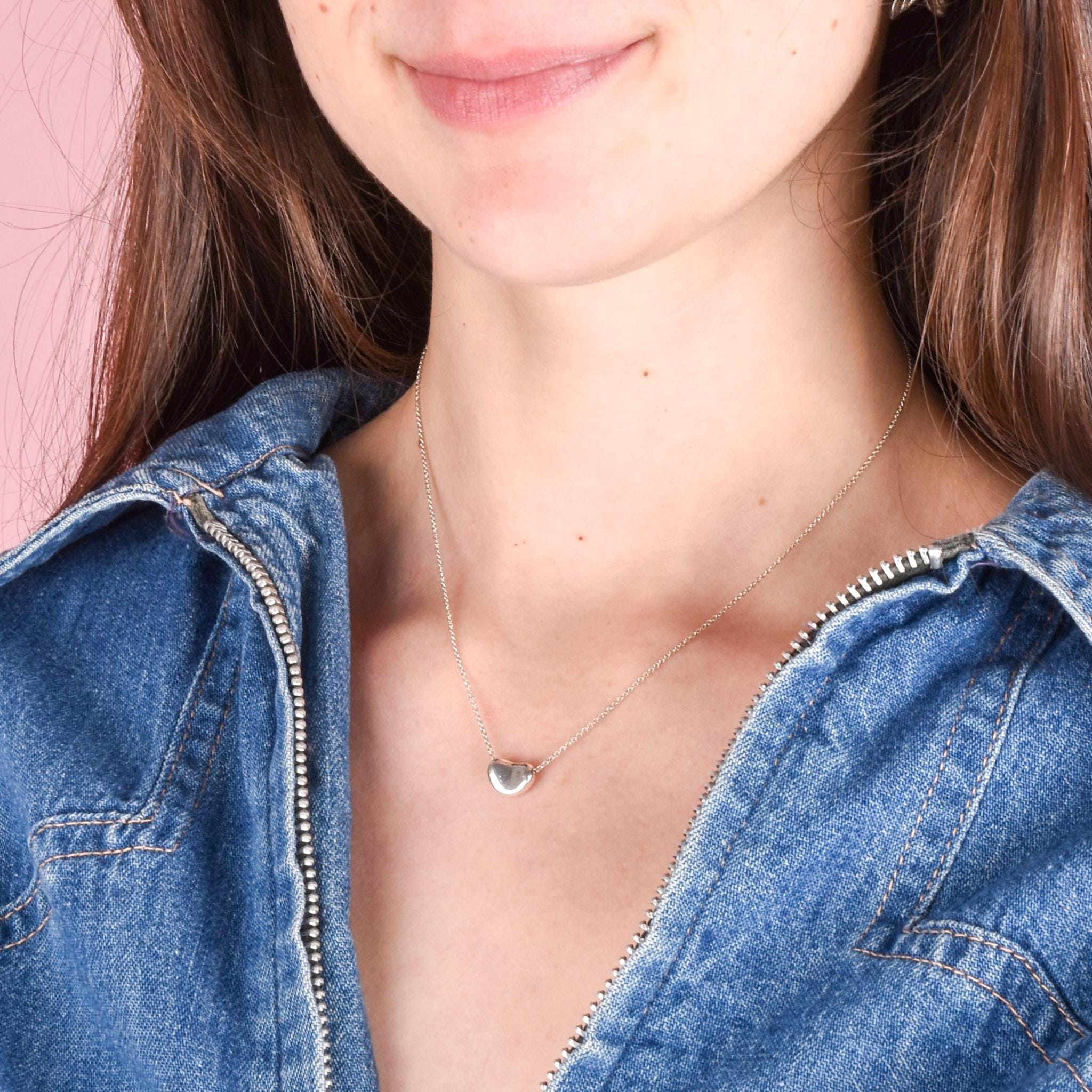 Sterling Silver Tiffany & Co. Elsa Peretti Bean Necklace